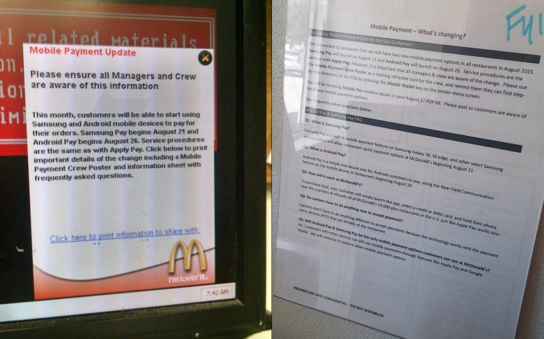 Android Pay McDonald's Notice